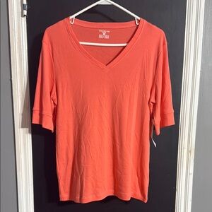 Jones New York Sport 1/2 Sleeve Cotton V-Neck Georgia Pie Size: XL